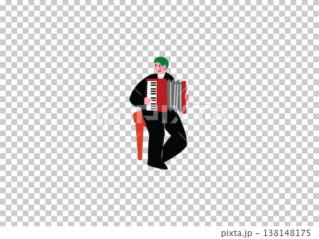 一幅描繪男子演奏手風琴的插圖。 一幅描繪男子演奏手風琴的插圖。 138148175