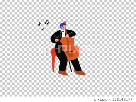 Illustration of a man playing the cello 138148177