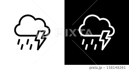 雲と雷のアイコン 天気 雨 嵐 138148261
