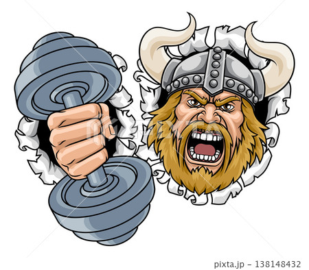 Viking Weight Lifting Gym Mascot Viking Weight Lifting Gym Mascot 138148432