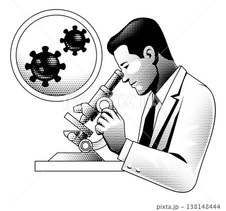 Scientist Using Microscope Vintage Illustration Scientist Using Microscope Vintage Illustration 138148444
