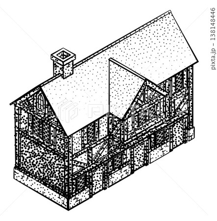 Medieval Building Map Icon Vintage Illustration 138148446