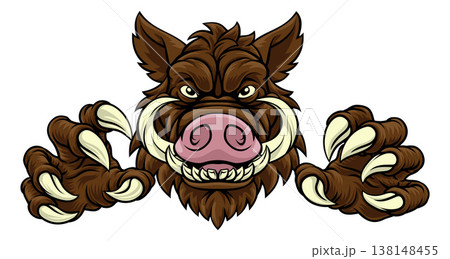 Boar Wild Hog Razorback Warthog Pig Sports Mascot Boar Wild Hog Razorback Warthog Pig Sports Mascot 138148455