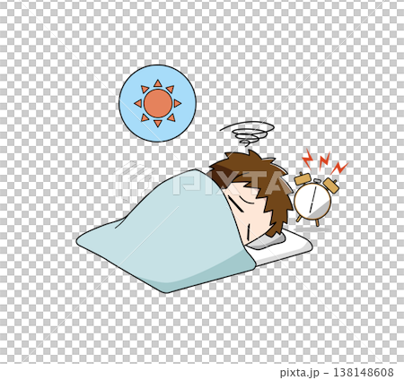 寝起きが悪い男の子のイラスト 寝起きが悪い男の子のイラスト 138148608