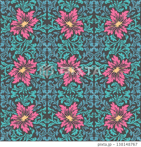 Vintage Damask Floral Bloom Seamless Pattern Vintage Damask Floral Bloom Seamless Pattern 138148767