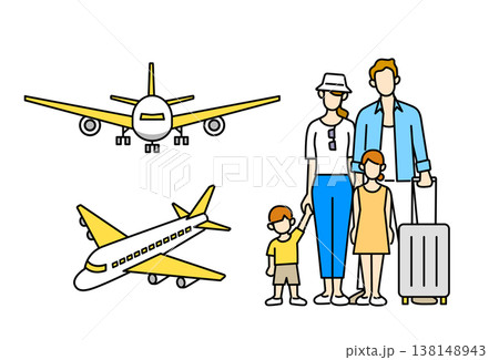 飛行機と旅行に行く家族 飛行機と旅行に行く家族 138148943