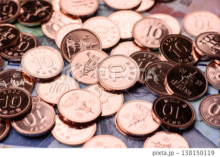 Korea, Korean cash bills, and the won currency for exchange and financial transactions. Korean won 138150119