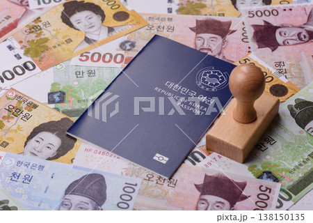Korea, Korean passport for travel, immigration, or identity verification. Korean passport 138150135
