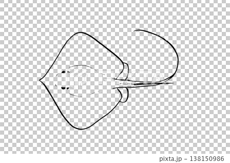 アカエイのイラスト 海の魚 毒魚 ベクター 筆ペン線画 横向き アカエイのイラスト 海の魚 毒魚 ベクター 筆ペン線画 横向き 138150986