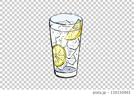 Lemon sour illustration, alcohol, drink, vector, brush pen color 138150991