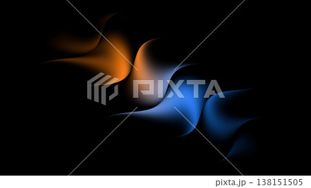 Colorful waves flow smoothly in dark space with a mix of orange and blue hues during the evening hours Colorful waves flow smoothly in dark space with a mix of orange and blue hues during the evening hours 138151505