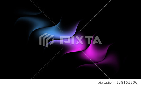 Colorful waves flow across a dark background creating a modern digital art piece with smooth gradients 138151506