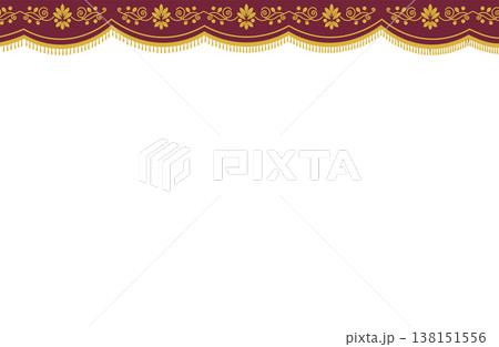 えんじ色にゴールドの飾りがついたヘッダーフレーム 138151556