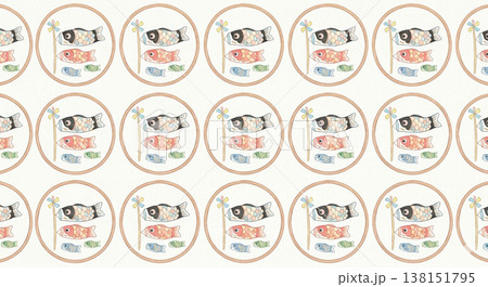 リピートパターンの丸い鯉のぼり 138151795