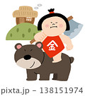 斧を担いで熊に跨った金太郎 138151974