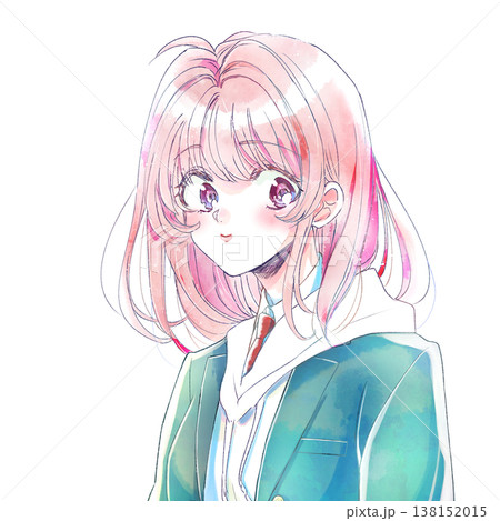学生服とパーカーを着た女性　笑顔 138152015