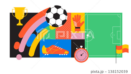 Colorful football 2026 competition design. Geometric background for soccer World Cup 26 tournament Colorful football 2026 competition design. Geometric background for soccer World Cup 26 tournament 138152039