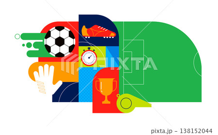 Colorful football 2026 competition design. Geometric background for soccer World Cup 26 tournament Colorful football 2026 competition design. Geometric background for soccer World Cup 26 tournament 138152044