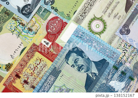 Iraqi dinar paper banknotes pile on table. Iraq IQD currency money bills in big amount. Concept of economics, taxation and banking in Iraq Iraqi dinar paper banknotes pile on table. Iraq IQD currency money bills in big amount. Concept of economics, taxation and banking in Iraq 138152167