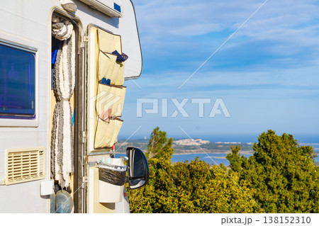 Caravan camping on seacoast 138152310