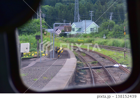 JR北海道函館本線　山越駅から石倉駅までの普通列車車窓風景(2023年夏雨) 138152439