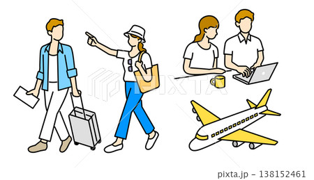 旅行の計画から出発までのイラストセット 138152461