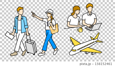 旅行の計画から出発までのイラストセット 138152461