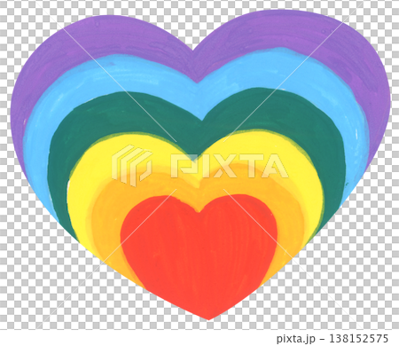 Rainbow heart illustration, pride month celebration with colorful heart shape symbol, LGBTQ community love equality diversity inclusion support, hand drawn cute abstract romance friendship decor 138152575