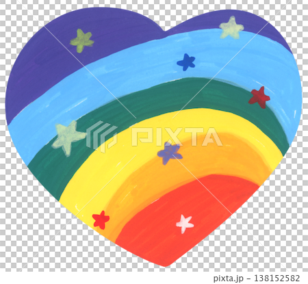 Rainbow heart illustration, pride month celebration with colorful heart shape symbol, LGBTQ community love equality diversity inclusion support, hand drawn cute abstract romance friendship decor 138152582