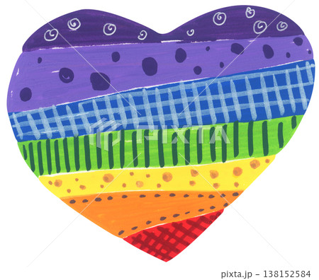 Rainbow heart illustration, pride month celebration with colorful heart shape symbol, LGBTQ community love equality diversity inclusion support, hand drawn cute abstract romance friendship decor Rainbow heart illustration, pride month celebration with colorful heart shape symbol, LGBTQ community love equality diversity inclusion support, hand drawn cute abstract romance friendship decor 138152584
