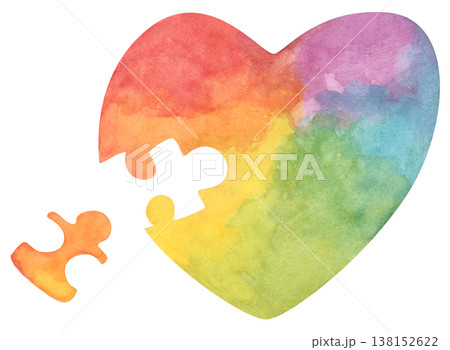 Rainbow heart pride month illustration, Heart shapes with pride flag colors, LGBTQ community love equality diversity inclusion support, celebration symbol for parade event decor. Watercolor illust Rainbow heart pride month illustration, Heart shapes with pride flag colors, LGBTQ community love equality diversity inclusion support, celebration symbol for parade event decor. Watercolor illust 138152622