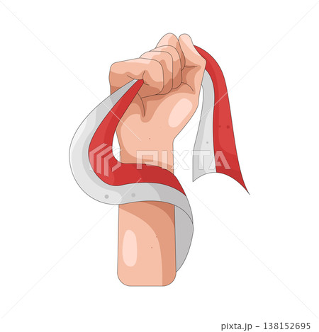 Illustration of red and white ribbon Illustration of red and white ribbon 138152695