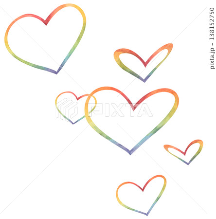Rainbow heart pride month illustration, Heart shapes with pride flag colors, LGBTQ community love equality diversity inclusion support, celebration symbol for parade event decor. Watercolor Rainbow heart pride month illustration, Heart shapes with pride flag colors, LGBTQ community love equality diversity inclusion support, celebration symbol for parade event decor. Watercolor 138152750