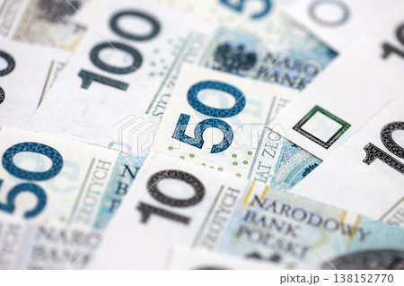 Banknotes of Polish zloty currency. Poland PLN money close up. Business, economy and finance concept Banknotes of Polish zloty currency. Poland PLN money close up. Business, economy and finance concept 138152770