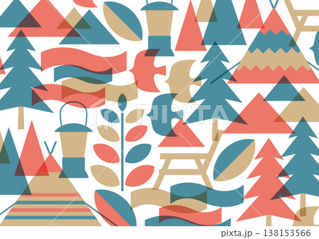 キャンプの3色抽象幾何学模様 キャンプの3色抽象幾何学模様 138153566