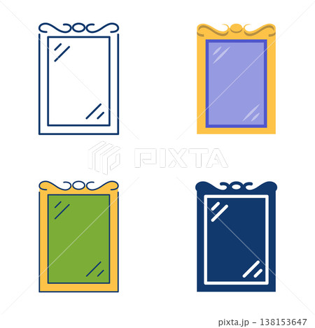 Mirror flat and line icon set 138153647