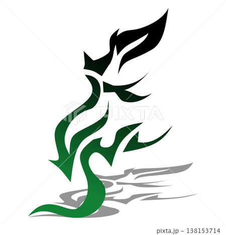 Green and Black Abstract Artistic Logo Design. 138153714