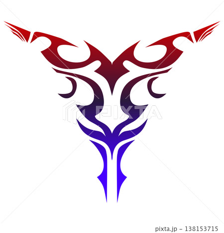 Tribal Design with Red and Blue Elements. 138153715