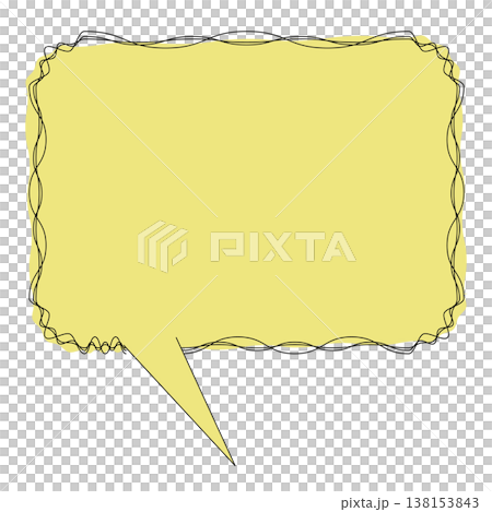 A fun yellow speech bubble with intricately intertwined lines. 138153843