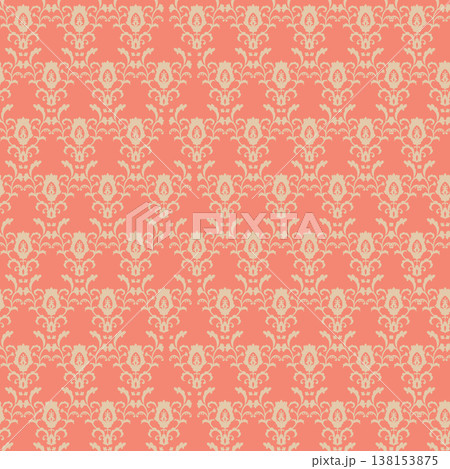 Coral Pink Damask Floral Silhouette Art Coral Pink Damask Floral Silhouette Art 138153875