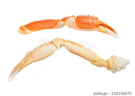 Cooked king red kamchatka crab claw isolated on white background premium seafood ingredient with delicate texture 138156075