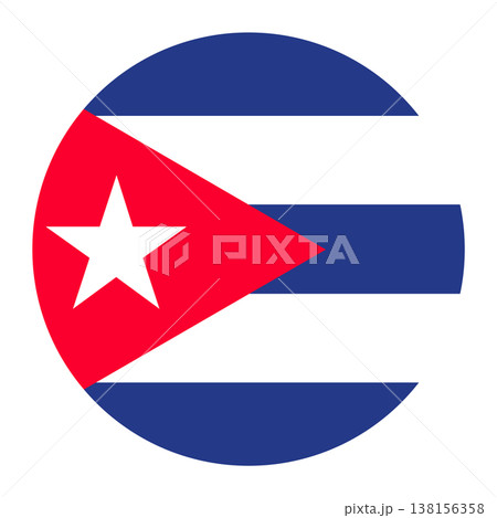 Circular vector illustration of the Cuban flag, isolated on white background. 138156358