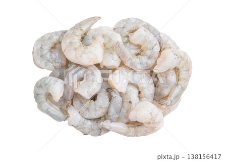Premium raw peeled shrimp prawn on a light background. Fresh seafood ingredient for gourmet cooking and healthy protein meals. Premium raw peeled shrimp prawn on a light background. Fresh seafood ingredient for gourmet cooking and healthy protein meals. 138156417