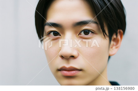 清潔感のある若い男性の顔アップ 138156980