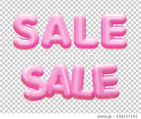 Pink 3D Balloon SALE Text Lettering for Shopping Promotion Pink 3D Balloon SALE Text Lettering for Shopping Promotion 138157141