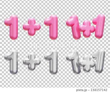 Pink and Silver 3D Balloon 1+1 Plus Set for Shopping Promotion 138157142