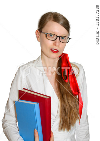 Student holding colorful books 138157289