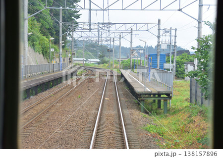 北海道道南いさりび鉄道線　渡島当別駅から泉沢駅までの風景 138157896