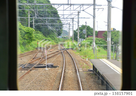 北海道道南いさりび鉄道線　渡島当別駅から泉沢駅までの風景 138157901
