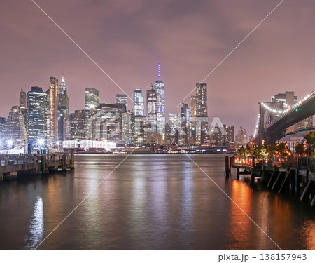 New York buildings cityscape with Brooklyn bridge New York buildings cityscape with Brooklyn bridge 138157943